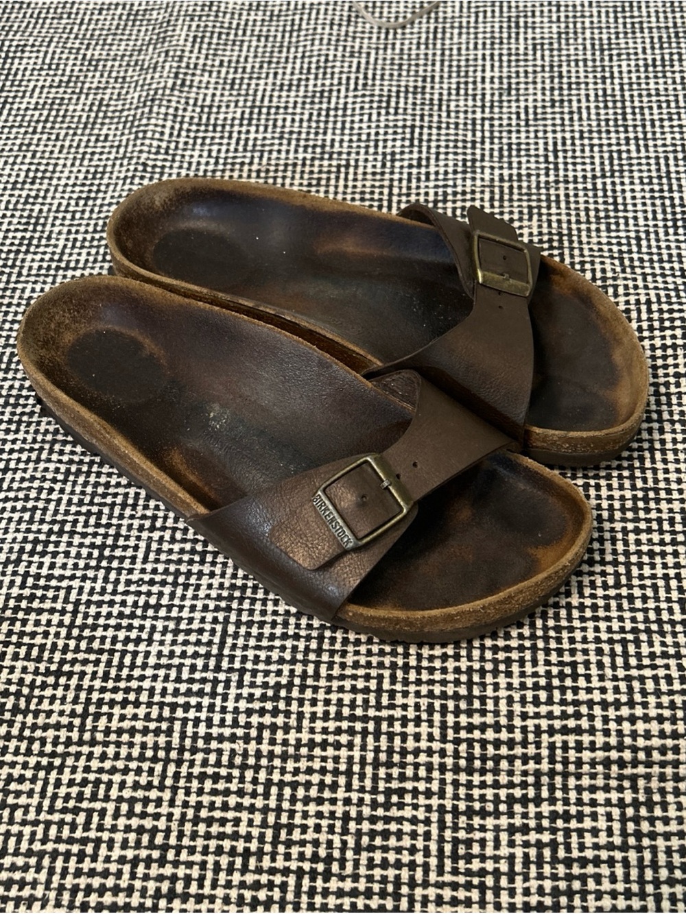 Birkenstock Brown Leather Slide Sandals